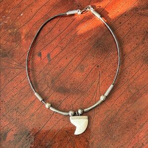 Tiger shark Tooth pendant rubber necklace choker